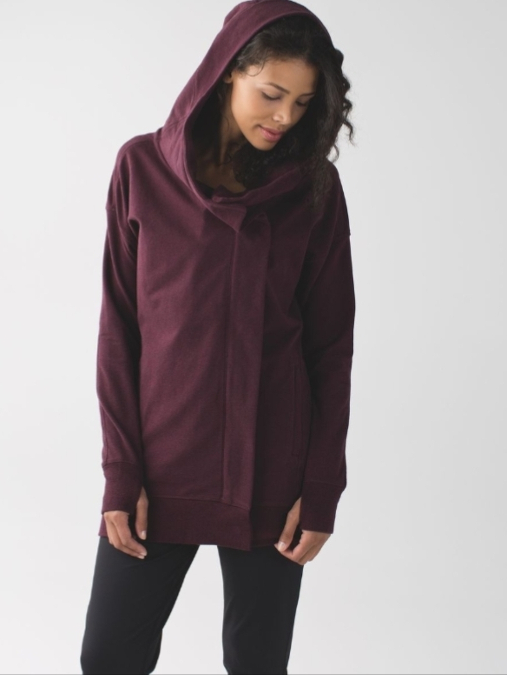 Lululemon Wrap Up Hooded Stretch French Terry Jacket Heathered Bordeaux Drama